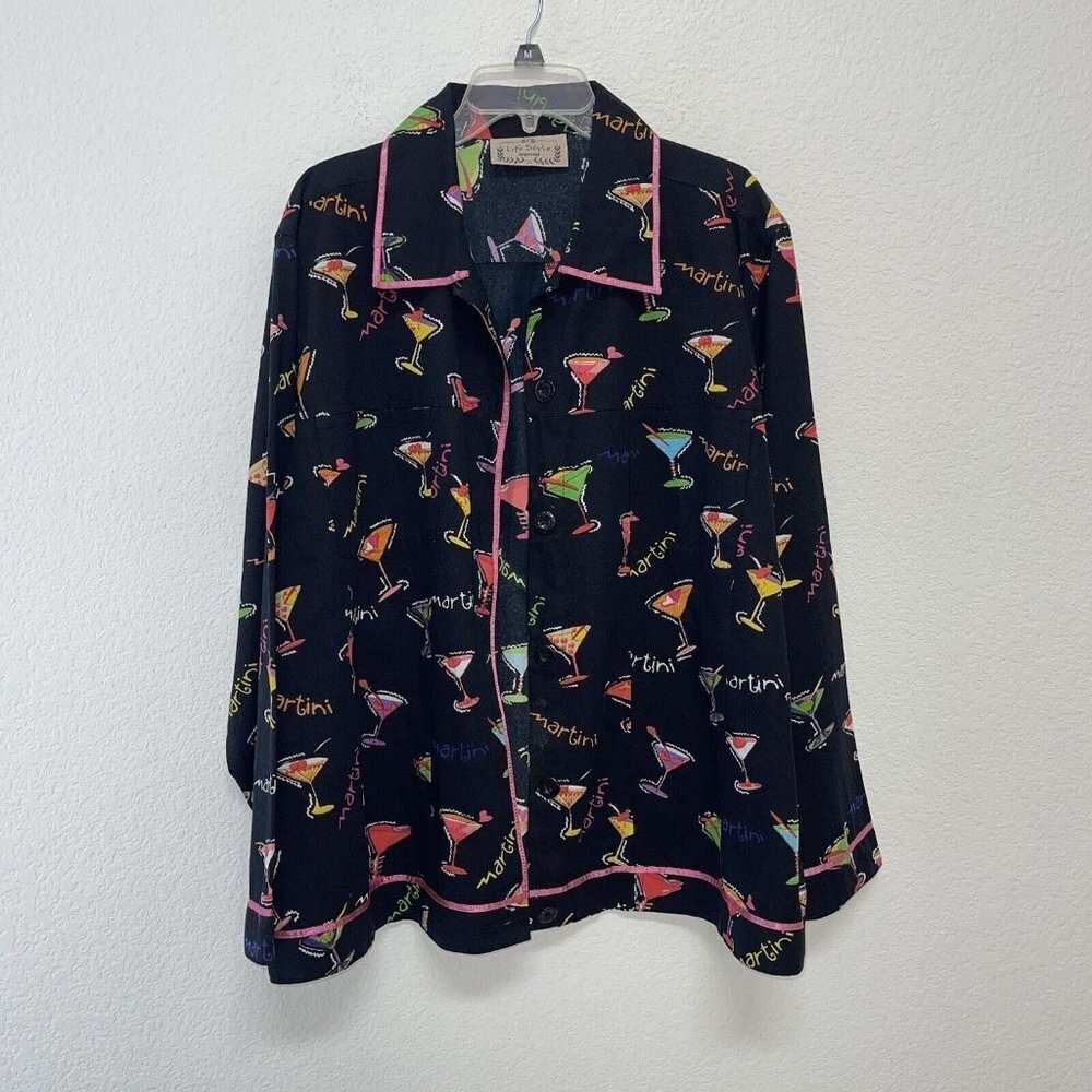 Life Style Womens 2X 3X Novelty Martini Jacket Geometric Festive Party LOUD